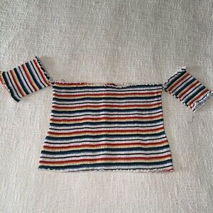 Rainbow Striped Tube Top with Connected Sleeves